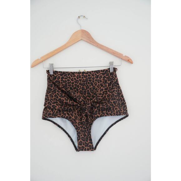 Kortni Jeane Front Tie Leopard Bikini Bottoms Size Small - Picture 1 of 4